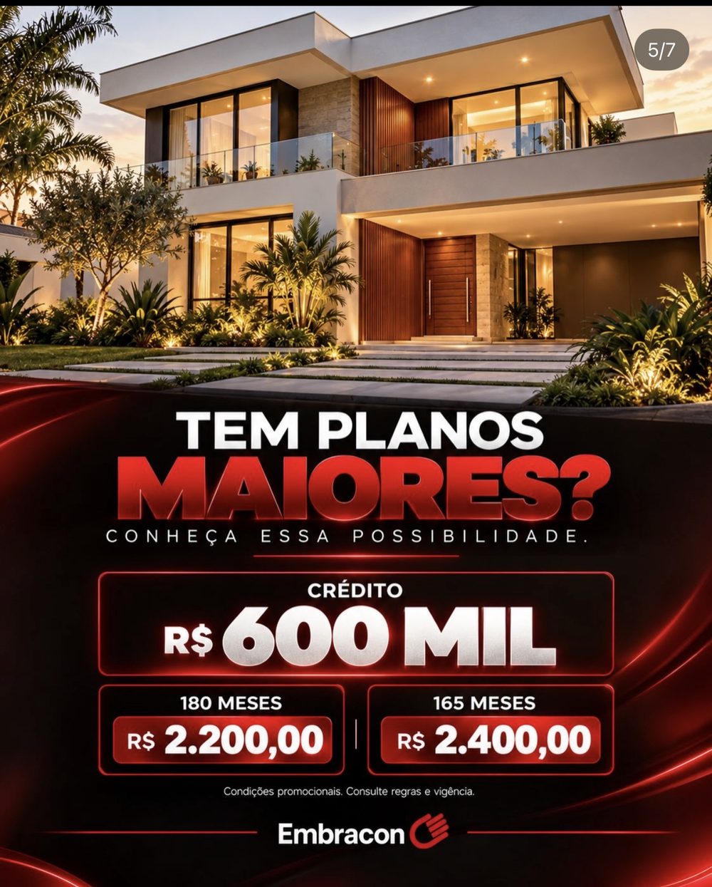 Crédito de R$ 600 mil